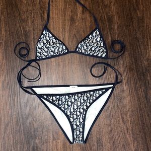 DIOR Blue Dior Oblique Technical Fabric Bikini top and bottom